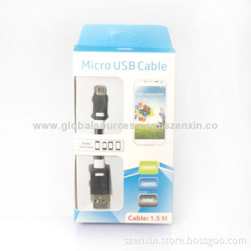 Micro USB New Design Cable with 10 Colors Available for Cellphone and Smartphones, 1.5m Length